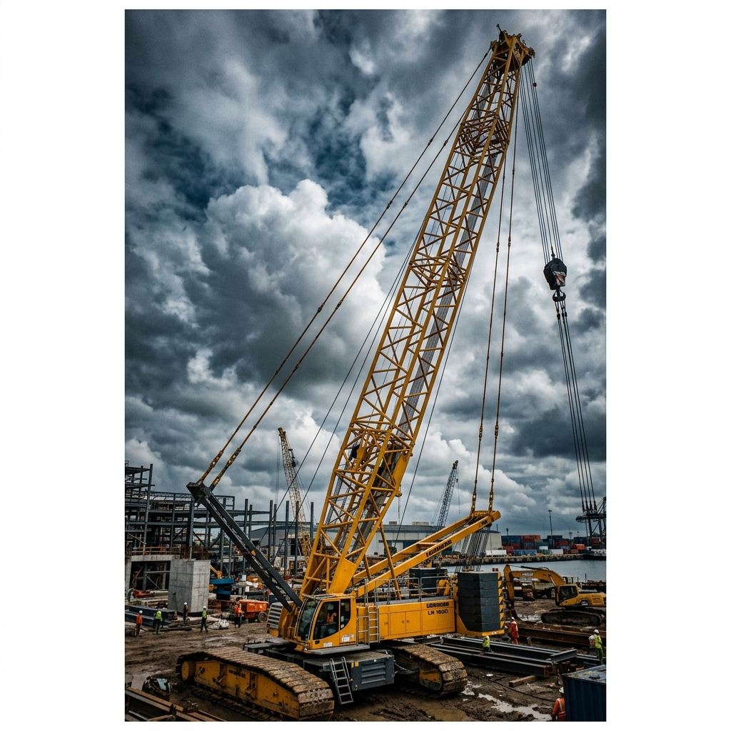 Crawler crane on construction site